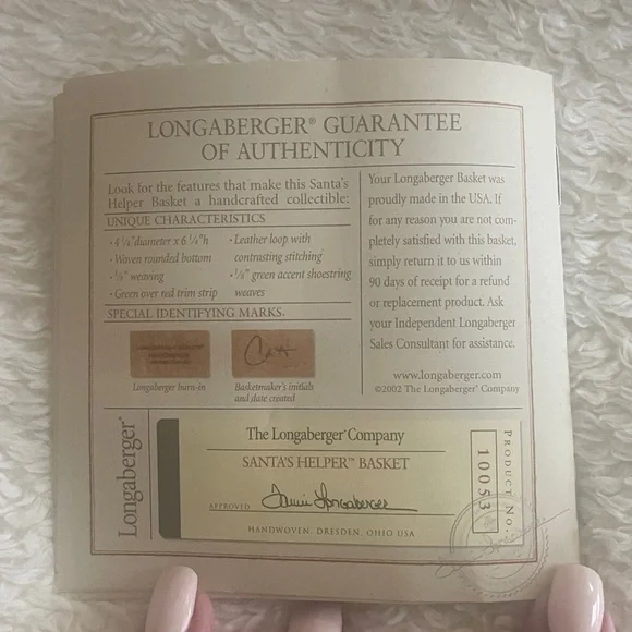 Longaberger authentic Santa’s helper basket. NEW - Picture 5 of 5